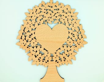 3-Pack of Blank Pyrography 1-Heart Family Tree Shape