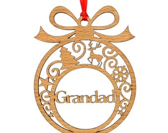 Laser-Cut Wooden "Grandad" Christmas Tree Bauble Decoration