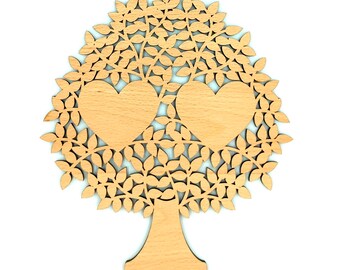 3-Pack of the Blank Pyrography 2-Heart Family Tree Shape