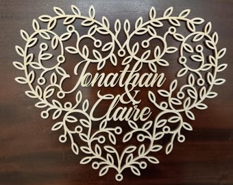 Personalised Filigree Wooden Heart Wall Hanging Decoration