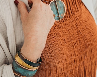 Set of 3  BRACELETS, 9mm copper and brass