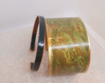 set of two Bracelets, oxidized brass and copper, 35mm and 6mm, aprox 16,5 long, adjustable