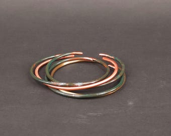 BRACELETS set of 5  SLIM copper and brass bracelets