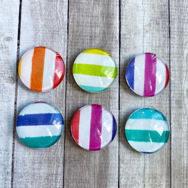 Cabana Stripe Magnets - Set of 3 • 6 • 12 - Stripes - 1 inch Magnets