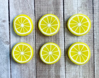 Lemon Slice Magnets - Set of 6 or 12 - Fruit Magnets