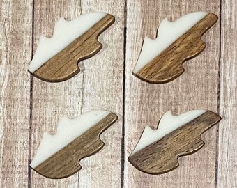 Wood and Resin Leaf Magnets - Set of 4 - Nature Magnets
