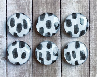 Imanes de lunares con pinceladas - Juego de 3 • 6 • 12 - Manchas dálmatas - Imanes hechos a mano - Imanes de 2,5 cm (1 pulgada)