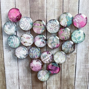 Floral Script Mix Media Magnets - Set of 3 • 6 • 12 - Handmade Magnets