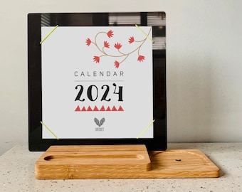 Calendar 2024 - Acrylic Glass Frame with Wooden Stand