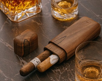 Cigar case, wooden cigar case, travel cigar case