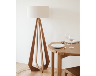 Floor Lamp -Flame, natural wood, modern lamp