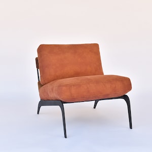 Modern armchair, lounge chair, metal base armchair Terracotta