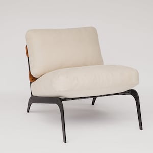 Modern armchair, lounge chair, metal base armchair Cream