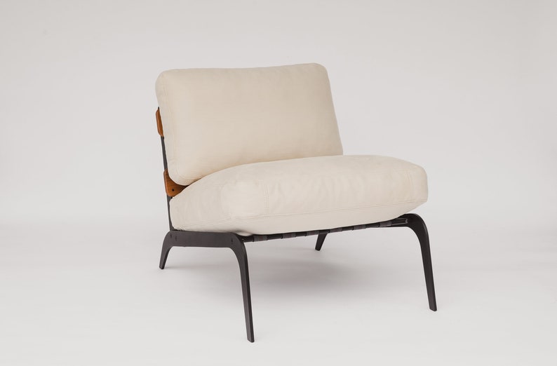 Modern armchair, lounge chair, metal base armchair Cream