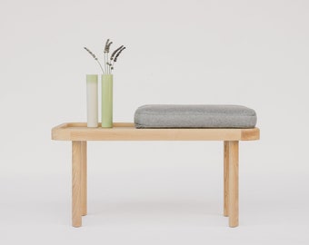 Bench, modern bench, wood bench and side table, contemporary bench, contemporary side table