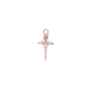 Vintage 10KT Micro Yellow & White Gold Crucifix, Cross Pendant, Religious necklaces, Gold Cross