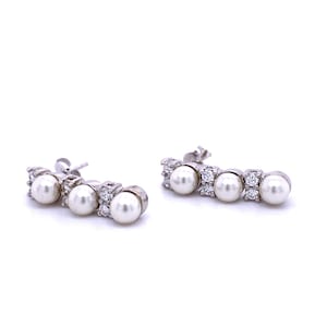 Vintage Sterling Silver Pearl Drop Earrings, Pearl Earrings, Wedding Jewellery, Wedding Earrings, Pearl Jewelry, Pearl Jewellery