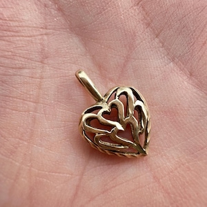Vintage Gold Heart Charm, Vintage Jewelry, Vintage Charms, Vintage Jewellery , 10 Karat Vintage Charm, Vintage Heart