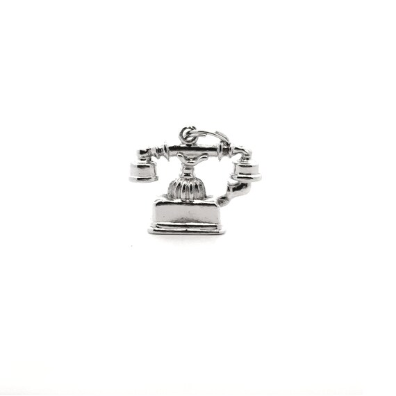 Vintage Silver Plated Telephone Charm, Silver Pla… - image 3