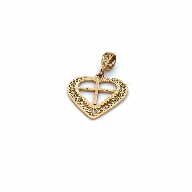 Vintage 10 Karat Yellow Gold Cross Heart Charm, Cross Pendant