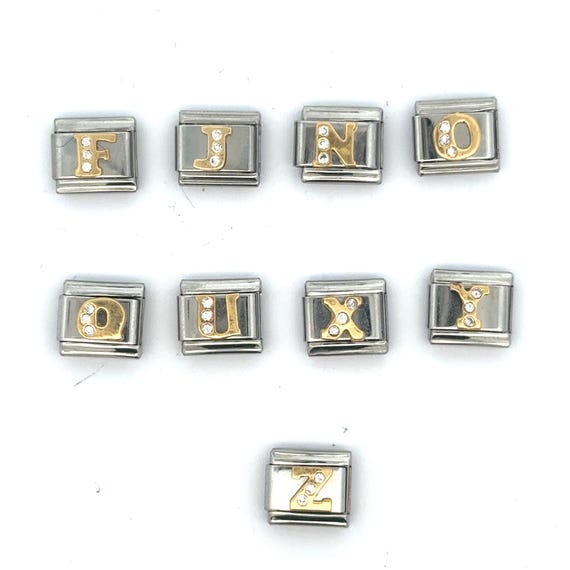 Zoppini Gold Cubic Letter Charms, Italian Charms, Gold Charms, Stainless Steel Charms