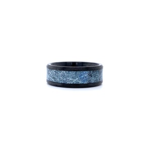 Alliance en carbure de tungstène avec incrustation de fil de soie bleu, Alliance, Alliances, Bague de promesse pour lui, Alliance unique, Design de bague populaire