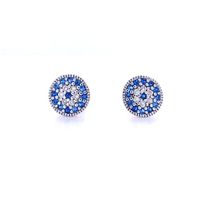Sterling Silver Small Evil Eye Studs, Protective Eye, Evil Eye Jewelry , Silver Earrings, Minimalist Jewellery, Simple Studs, Good Luck