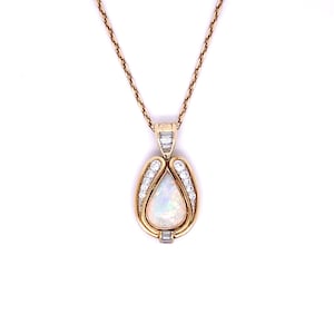 Vintage Opal and Diamond Necklace, Yellow Gold Necklace, Vintage Opals, Opal Necklace, Gold Vintage Necklace, October Necklace