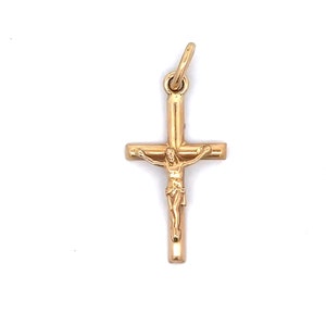 Crucifijo vintage de oro amarillo de 10 quilates, colgante de cruz, collares religiosos, cruz de oro, collar con cruz, cruz de oro vintage, oro vintage