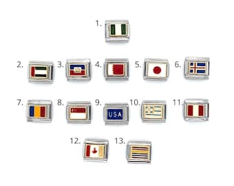Zoppini Charms: Vlaggen, Charms, Charm armband, Flag charms, Italiaanse Charm Bracelet Charms