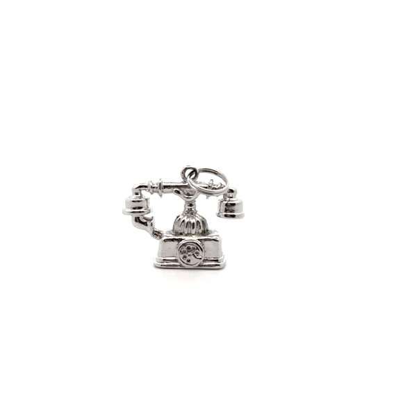 Vintage Silver Plated Telephone Charm, Silver Pla… - image 1
