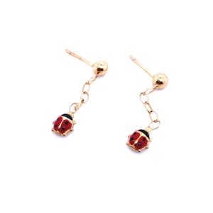 Vintage 18 Karat Gold Ladybug Earrings Ladybug Earrings, Ladybug Jewellery, Vintage Earrings, Vintage Gold Earrings
