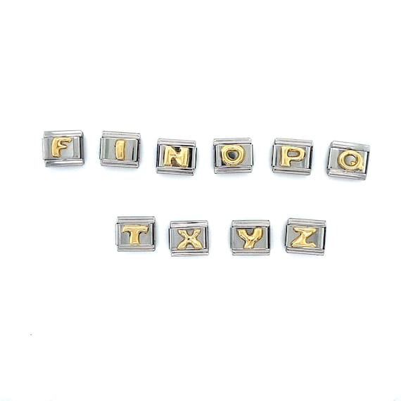 Zoppini Gold Puff Letter Charms, Italian Charms, Gold Charms, Stainless Steel Charms