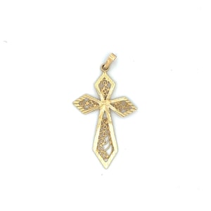 Dije de cruz de oro vintage, joyería vintage, dijes vintage, joyería vintage, collar de cruz, colgante de cruz, dije de oro de 14 quilates
