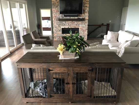 Double Door Dog Crate Handcrafted Dog Crate Double Door Crate Dog Furniture