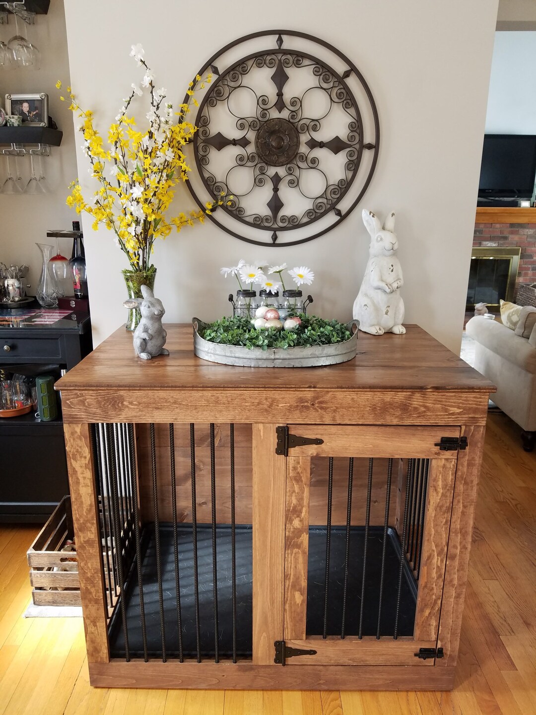 XL Single Door Kennel Handmade Wooden Dog Crate Furniture End Table Etsy Canada