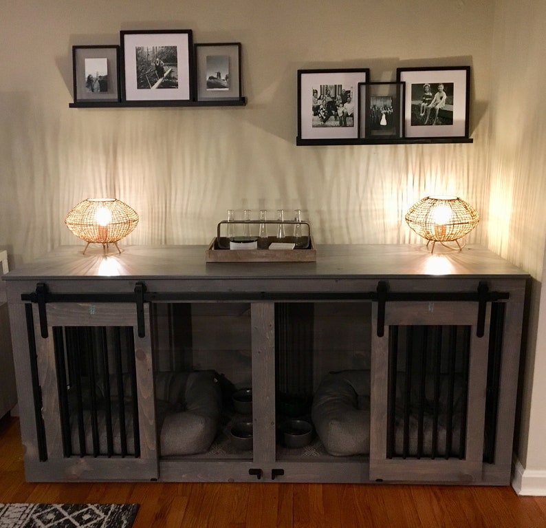Double Barn Door Kennel handmade wooden dog crate furniture Etsy