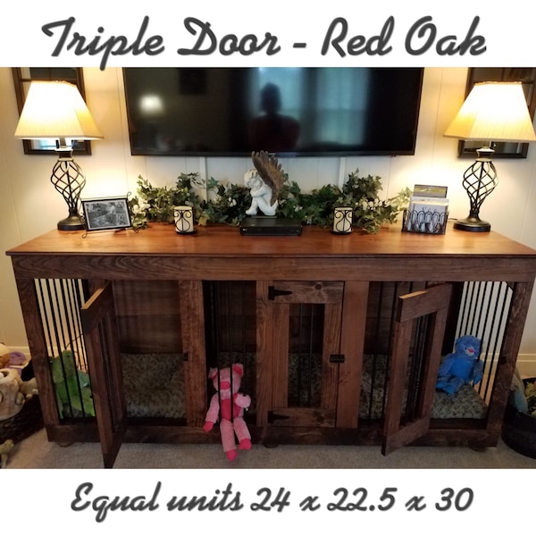 Double Wooden Dog Crate Entertainment Center Diy Dog Kennel Etsy Canada