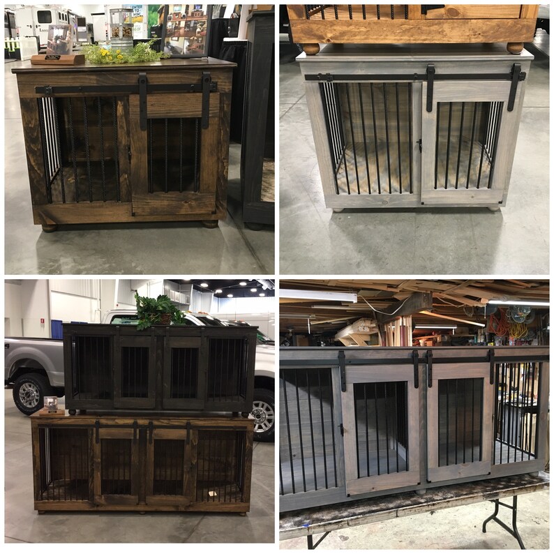 Double Barn Door Kennel handmade wooden dog crate furniture Etsy