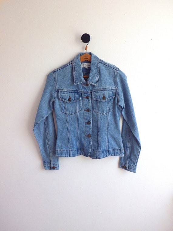 Veste en Jean Vintage cintrée 90s 1990s Denim Bleu