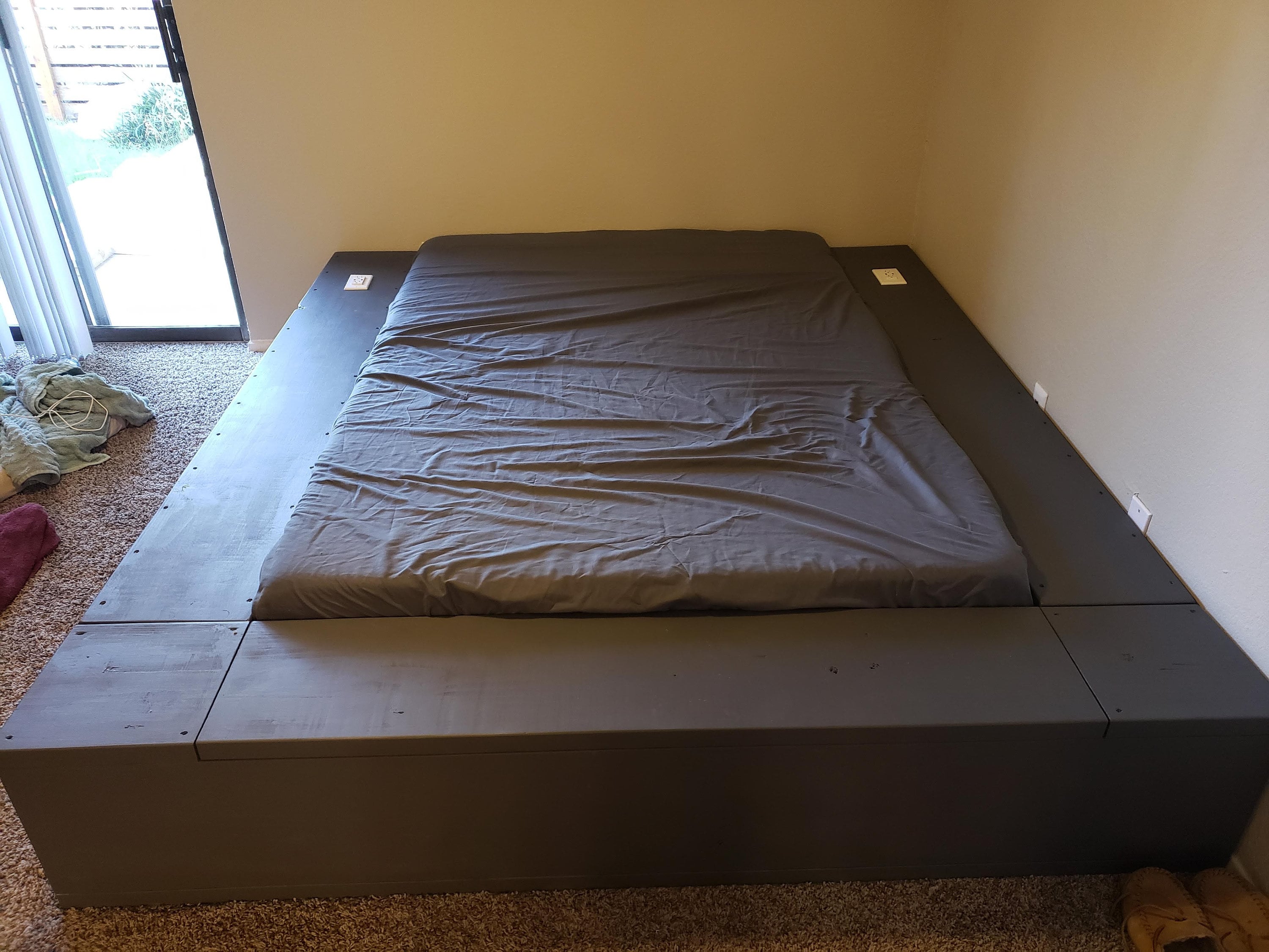 Platform Bed With Plugs Modern Industrial made to Order pic