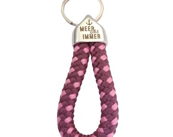Sailing Rope, Key Ring With 1 Loop, Sea Always Works, Pink