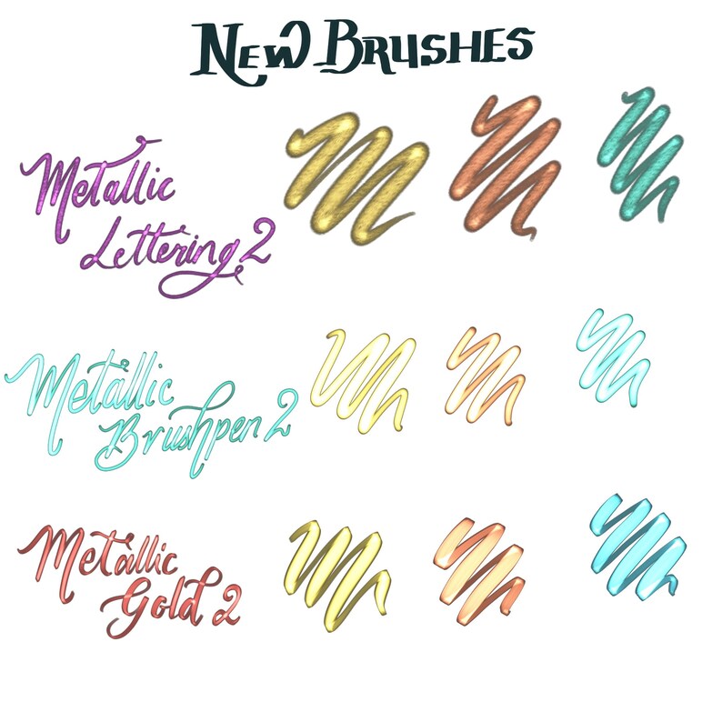 Procreate Metallic Type Brush Updated with 3 more brushes Etsy