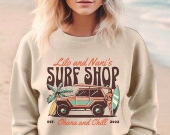 Lilo and Nani's Surf Shop Wagon Adult Unisex Crewneck Sweatshirt (AS105)