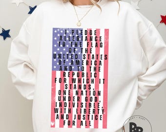 Distressed American Flag Pledge of Allegiance Adult Gildan Unisex Crewneck Sweatshirt (AS663) * America 250