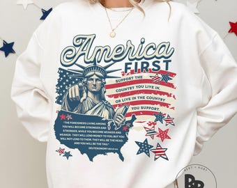 America First Patriotic 250 Adult Gildan Unisex Crewneck Sweatshirt * Deuteronomy 28:43-44 (AS664)
