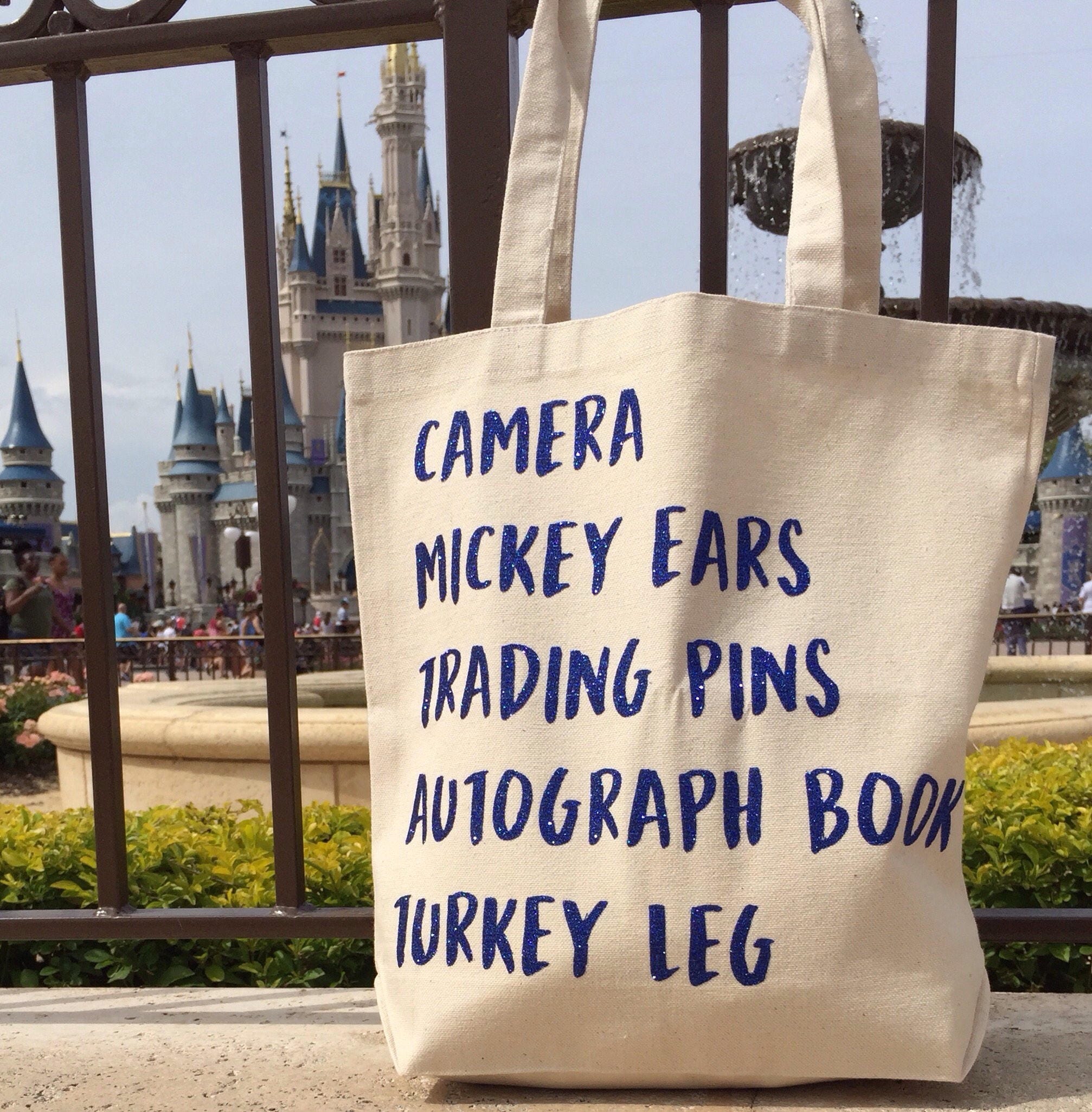 Disney Tote Bag Disney Canvas Cotton Tote Disney Vacation Etsy