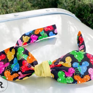 LAST ONE -- Mickey Balloons Black Fabric Headband * Mickey Balloons Bowband * Fabric Knotted Headband * Top Knot Head Band (HB23)
