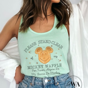 THE ORIGINAL Please Stand Clear of my Mickey Waffle Ladies Fitted Lightweight Jersey Knit Racerback Tank (LT69)