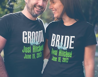 THE ORIGINAL Haunted Mansion Personalized Mr Mrs Bride Groom Honeymoon Adult Unisex Short Sleeve Jersey T-Shirt - BLACK (AT29)